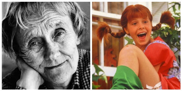 Author Astrid Lindgren and a movie version of Pippi Longstocking